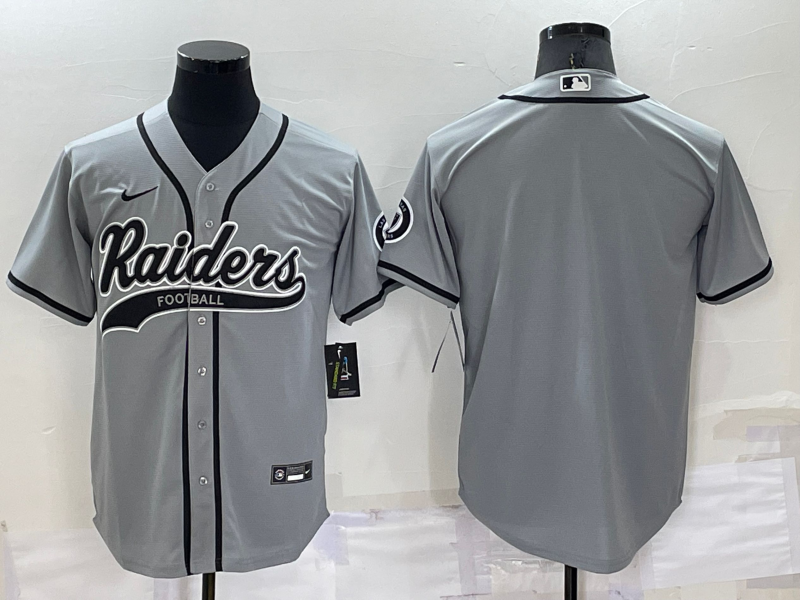 Men's Las Vegas Raiders Blank Grey Cool Base Stitched Baseball Jersey